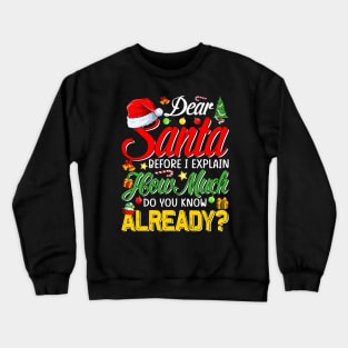 Dear Santa Before I Explain How Much Do You Know Already T-Shirt Crewneck Sweatshirt